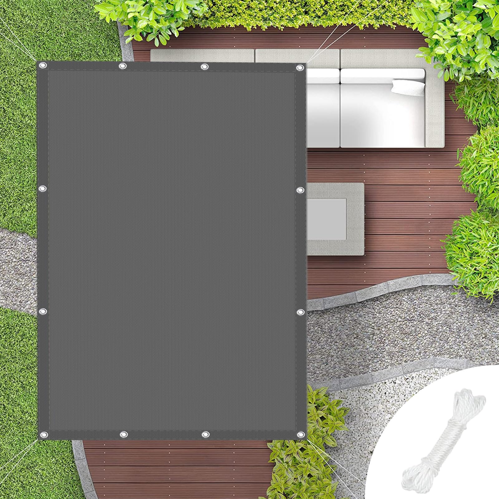 ベランダ 目隠しシェード 高密度300Dポリエチレン 銅製ハトメ Amazon.co.jp: バルコニー シェード 8 x 8 m 強化銅製ハトメ 縁が二層